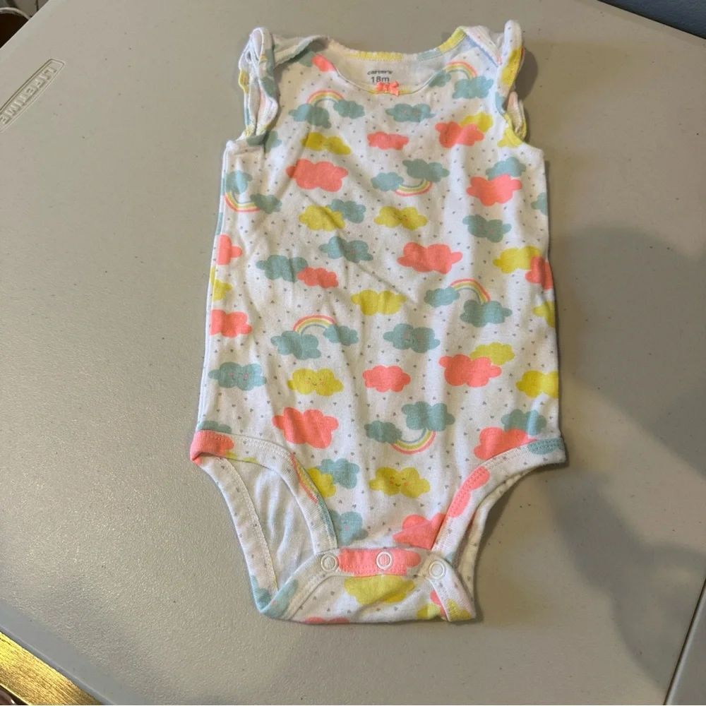 18 Months Bundle of 3 Floral Print & Cloud Onesies and Floral Top